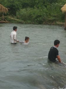 Swimming at Kampi rapids